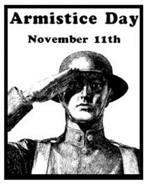 Old Poster from Armistice Day showing WWI soldier