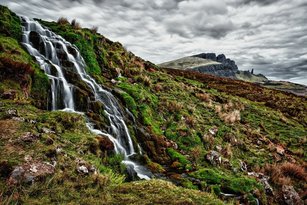 Picture of small waterfall on rocky mountain